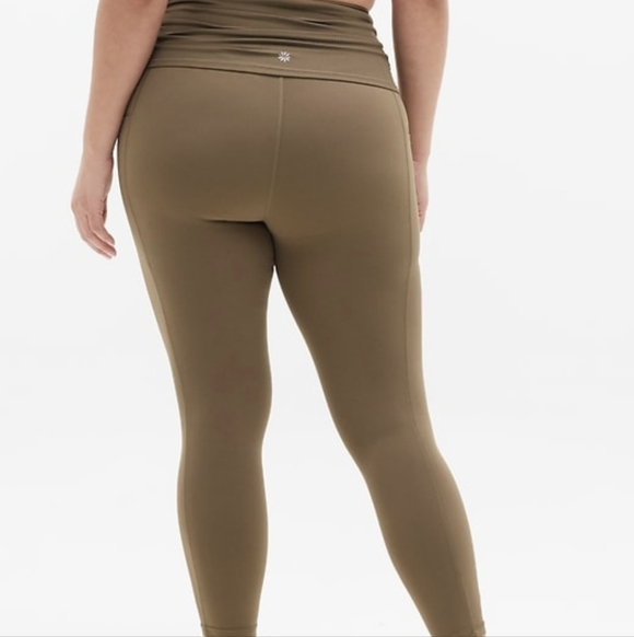 Athleta Salutation Stash 7/8 Fold Over Tight Clay NWT - Picture 2 of 9